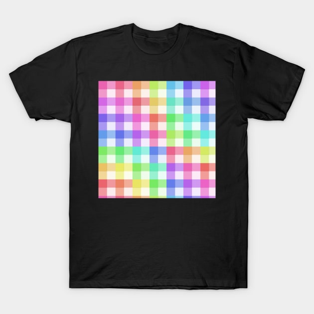 White Rainbow Plaid T-Shirt by cherubi19